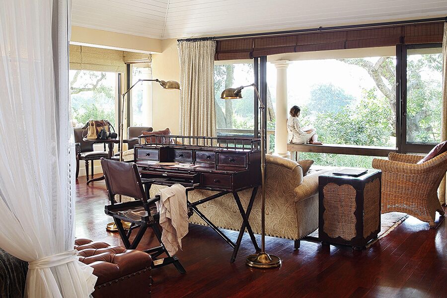 Relaxing at luxury accommodation part of luxury safari tour at mala mala reserve with Premier Africa.