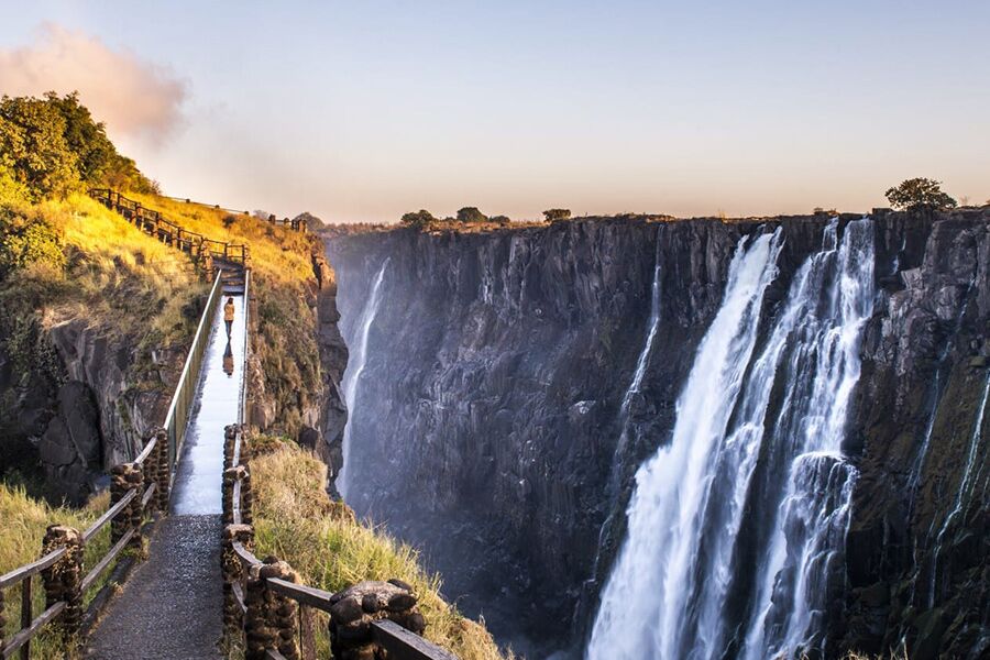 Sightseeing Victoria Falls in Livingstone from a bridge while on luxury safari with Premier Africa