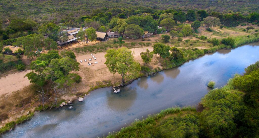 River Lodge luxury accommodation aerial view.