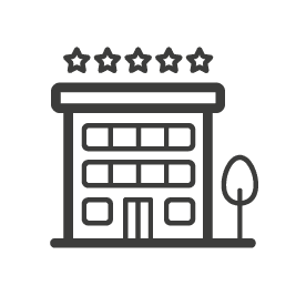 Luxury hotel icon drawn with black lines