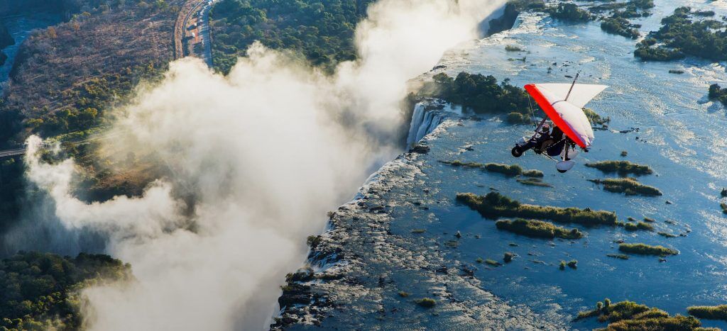 Sightseeing Victoria Falls in Zambia from a private helicopter ride while on luxury safari with Premier Africa