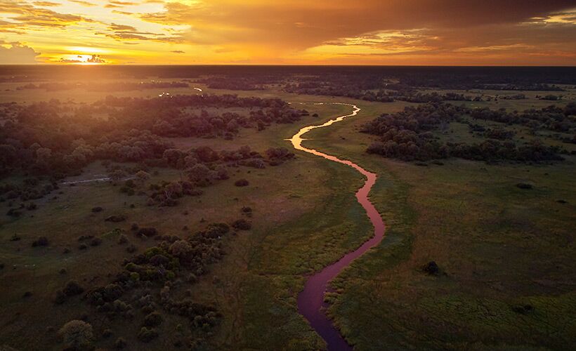 Okavango-Delta aerial view form helicopter ride