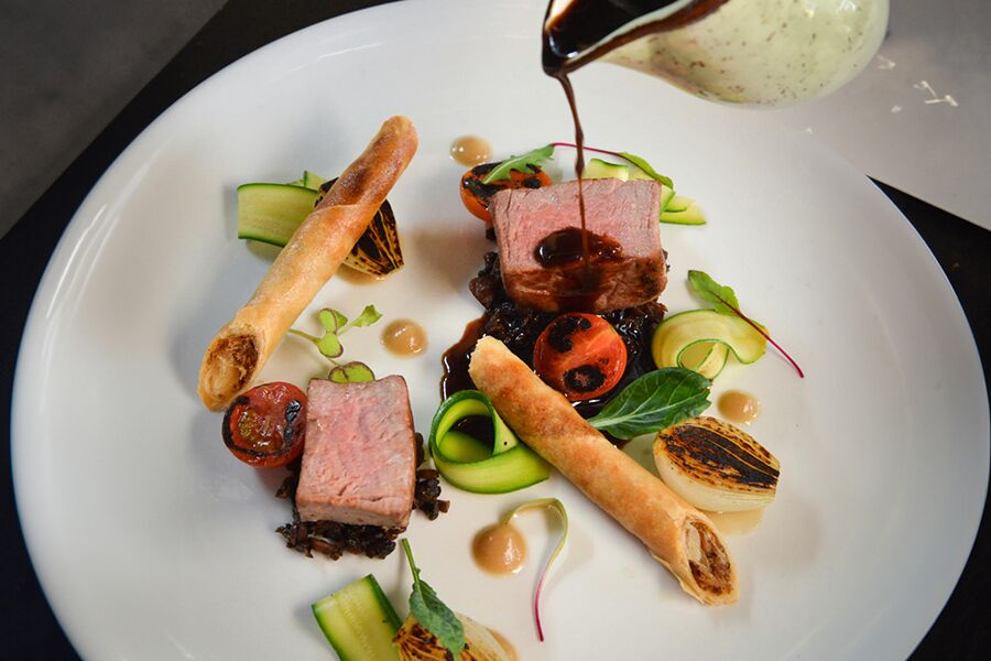 Fine dining cuisine at Sabi Sands Game Reserve.