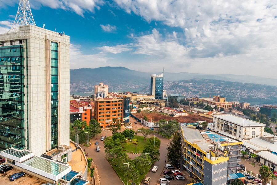 Beautiful view of Kigali from a luxury, penthouse room