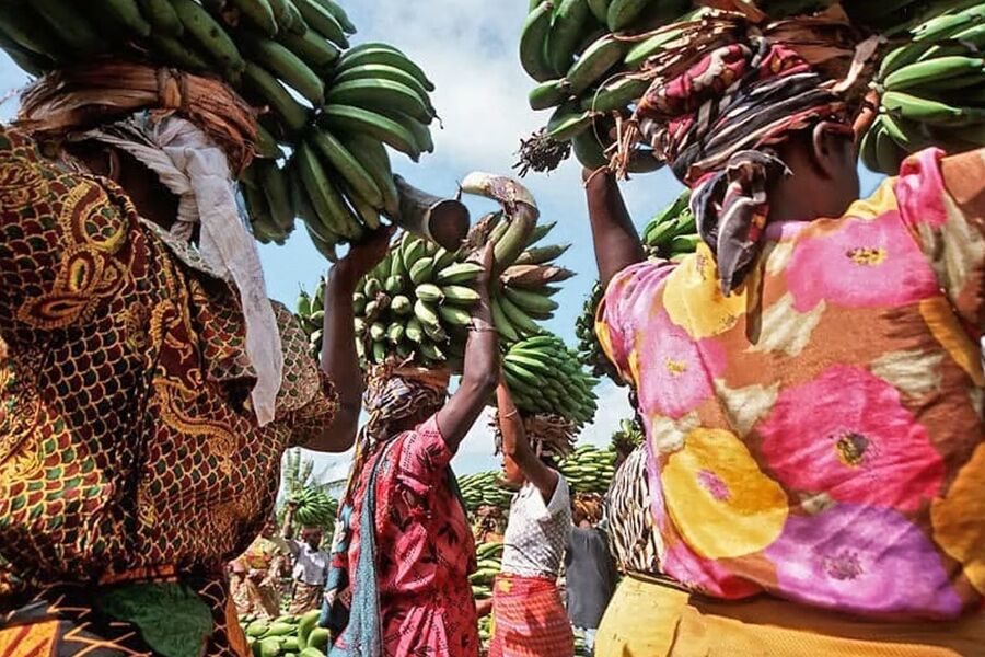 Locals selling fruit and veg produce in Kilimanjaro